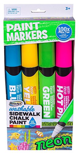 RoseArt Washable Sidewalk Chalk Paint Neon Jumbo Markers