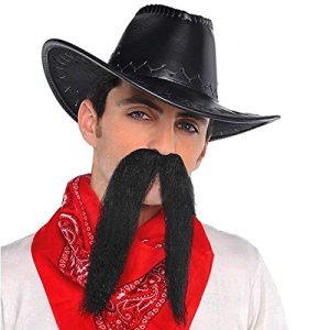 Amscan Black Cowboy Moustache - Wacky Facial Hair Costume Accessory