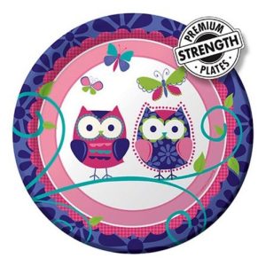 8-Count Round Paper Dessert Plates, Owl Pal