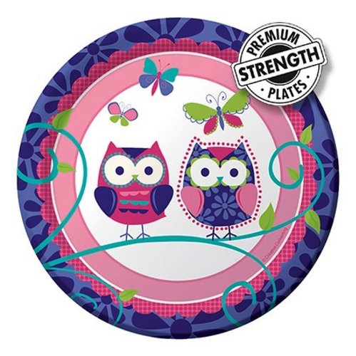 8-Count Round Paper Dessert Plates, Owl Pal