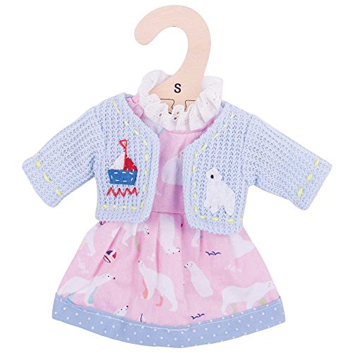 Bigjigs Toys Pink Polar Bear Rag Doll Dress and Cardigan for 11" Bigjigs Toys Soft Doll - Suitable for 2+ Years