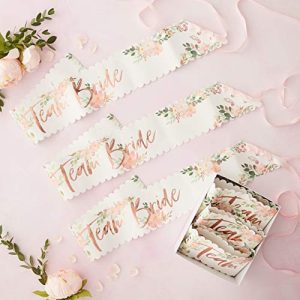 Ginger Ray Floral Printed Rose Gold Foiled Team Bride Sashes - 6 Pack - Floral Hen Party