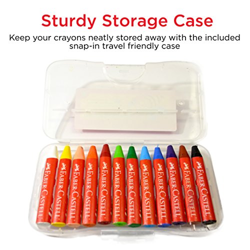 Faber-Castell Beeswax Crayons in Durable Storage Case, 12 Vibrant Colors