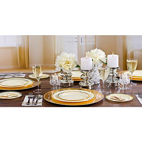 Amscan 438954 Premium Round Plastic Plates, 10 1/4", Cream