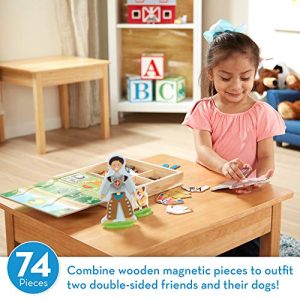 Melissa & Doug Occupations Magnetic Dress-Up Wooden Dolls Pretend Play Set (73 Pieces, Great Gift for Girls and Boys - Best for 3, 4, 5, 6, and 7 Year Olds)