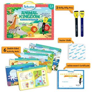 Skillmatics Educational Game: Animal Kingdom (3-6 Years) | Erasable and Reusable Activity Mats with 2 Dry Erase Markers | Learning Tools for Boys and Girls 3, 4, 5, 6 Years