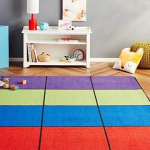 Kid Carpet Blocks Seating Nylon Area Rug Multi 24, 7'6" x 12', Multicolored