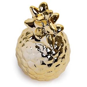 CTG Cute Ceramic Pineapple Money Bank, 3.5 x 6.5 inches, Gold