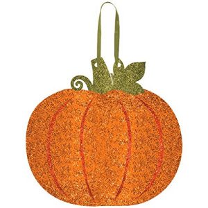 Amscan | Home Decoration | Medium Glitter Pumpkin Hanging Decor | measures 11" x 11 1/2"