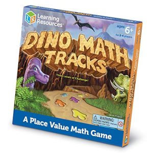 Learning Resources Dino Math Tracks Game, Place Value, Counting, Addition and Subtraction Dinosaur Game, Ages 6+
