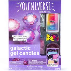 YouNiverse Galactic Gel Candles by Horizon Group Usa, Stem Science Kit, Make Your Own Starry Gooey Gel Slime Candles, 4 LED Candles Included, Pink, Blue, Purple
