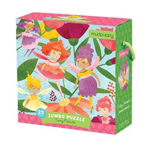 Mudpuppy Fairy Friends Jumbo Puzzle, 25 Jumbo Pieces, 22”x22” – for Kids Age 2+ - Colorful Illustrations of Fairies – Thick, Sturdy Pieces - Convenient Rope Handle on Box