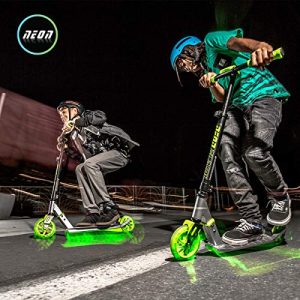 Neon Flash Kids Scooter with LED Lights | Light Up Deck & Wheels Kick Scooter