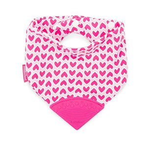 BooginHead Baby Newborn Cotton Bandana Teether Bib, Hearts Pink