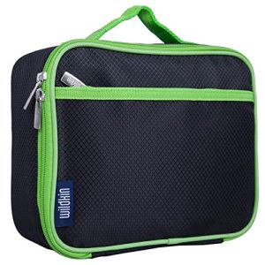 Wildkin 33527 Rip-Stop Black/Green Box Lunch Bags, One Size