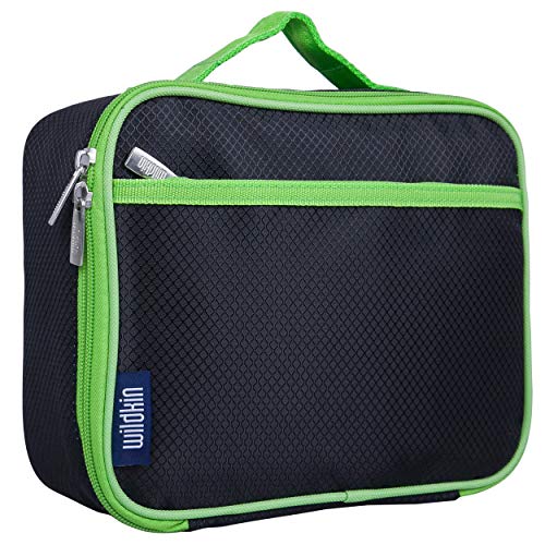 Wildkin 33527 Rip-Stop Black/Green Box Lunch Bags, One Size