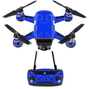 MightySkins Skin Compatible With DJI Spark Drone & Controller - Blue Bandana | Protective, Durable, and Unique Vinyl Decal wrap cover | Easy To Apply, Remove, and Change Styles | Made in the USA