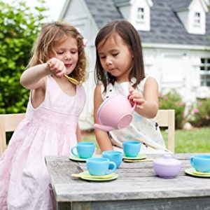 Green Toys Tea Set - BPA Free, Phthalates Free Play Toys for Gross Motor, Fine Skills Development. Kitchen Toys
