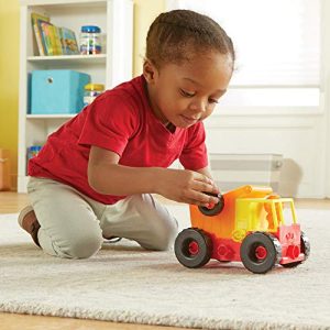 Learning Resources 1-2-3 Build It! Construction Crew, Bulldozer, Digger, Dump Truck, STEM, Imaginative Play, 16 Pieces, Ages 2+