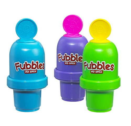 Little Kids Fubbles No Spill Bubble Tumbler Mini 3 Pack Party Favor Set, Includes 2oz of bubble solution and a wand per bottle (assorted colors)