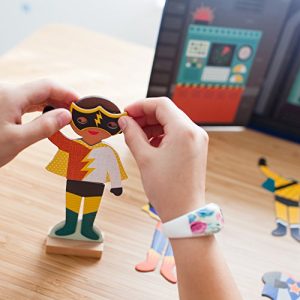 Petit Collage Magnetic Dress-Up, Superheroes, 27 Magnetic Pieces to Create Over 80 Costumes