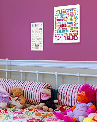 The Kids Room by Stupell Smile Make Memories Rainbow Rectangle Wall Plaque, 11 x 0.5 x 15, Proudly Made in USA