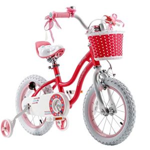 RoyalBaby Girls Kids Bike Stargirl 12 14 16 18 Inch Bicycle for 3-8 Years Old Child's Cycle with Basket Training Wheels or Kickstand Bike Pink Blue