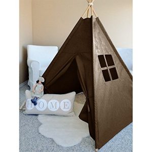 Modern Home Children's Canvas Tepee Set with Travel Case - Brown Window