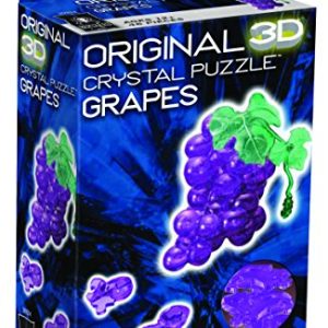 BePuzzled Original 3D Crystal Jigsaw Puzzle - Fruit Grapes Assembly Brain Teaser, Fun Model Toy Food Gift Decoration for Adults & Kids Age 12 and Up, 41 Pieces (Level 2)
