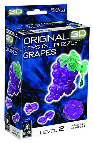 BePuzzled Original 3D Crystal Jigsaw Puzzle - Fruit Grapes Assembly Brain Teaser, Fun Model Toy Food Gift Decoration for Adults & Kids Age 12 and Up, 41 Pieces (Level 2)
