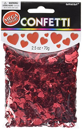 Red Metallic Hearts Confetti | Party Decor