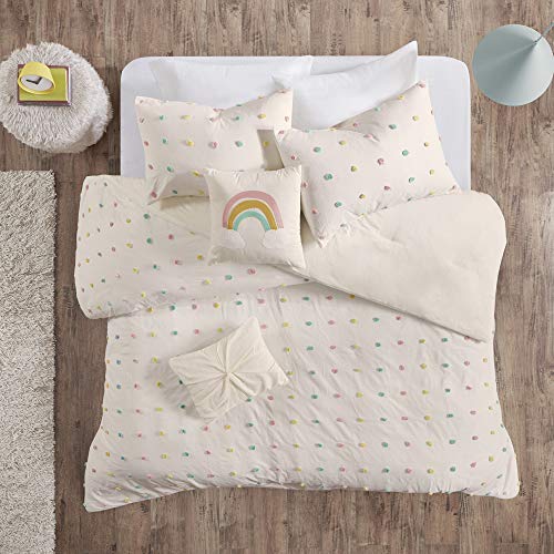 Urban Habitat Kids Callie Comforter Reversible 100% Cotton Jacquard Weave Colorful Poms Dots Soft Overfilled Down Alternative Hypoallergenic All Season Bedding-Set, Twin, Multi