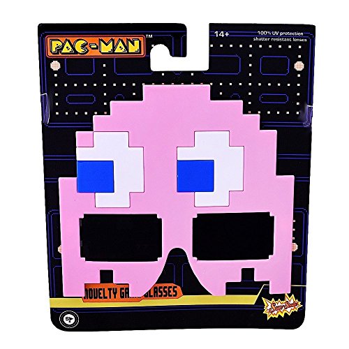 Sunstaches Pacman Pink Ghost Sunglasses, Party Favors, UV400