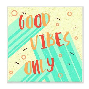 The Kids Room by Stupell Good Vibes Only Red Green Vibrant Word Design Wall Plaque, 12x12, Multi-Color