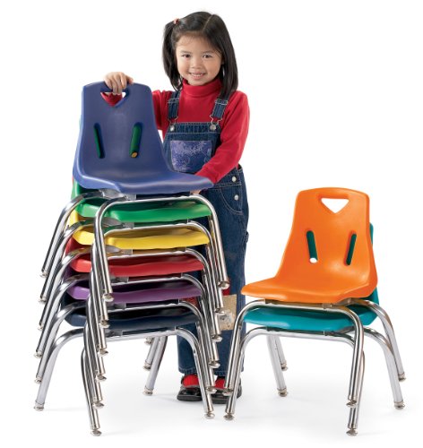 Berries 8144JC1112 Stacking Chair with Chrome-Plated Legs, 14" Height, Navy