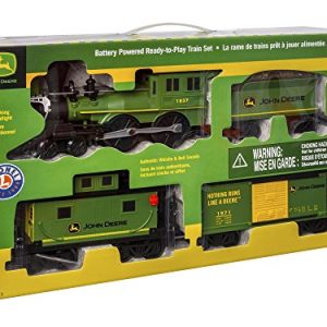 Lionel John Deere Battery-powered Model Train Set, Ready to Play with Remote