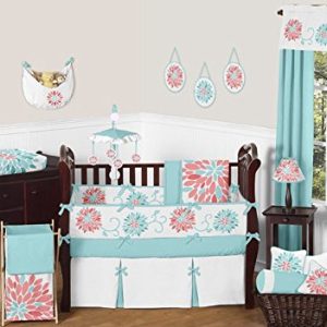 Sweet Jojo Designs Baby Children Kids Clothes Laundry Hamper for Turquoise and Coral Emma Bedding Set