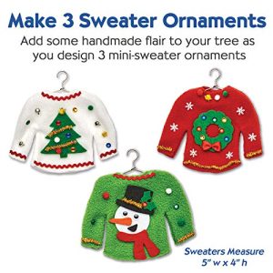 Creativity for Kids 6192000 Sweater Ornaments - Create 3 Ugly Sweater Christmas Tree Ornaments - Holiday Crafts for Kids Multicolor
