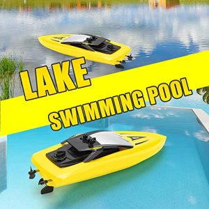 RC Boat Remote Control Boats for Pools and Lakes, ROTOBAND H116 14km/h Self Righting High Speed Boat Toys for Kids Adults Boys Girls（Yellow）