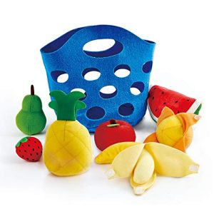 Hape Toddler Fruit Basket |Soft Pretend Food Playset for Kids, Fruit Toy Basket Includes Banana, Apple, Pineapple, Orange and More