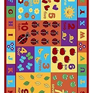 Furnish my Place 740 Numbers 5X7 Kids ABC Educational Alphabet Letter Anti Skid, 4'5"X6'9", Multi/Color