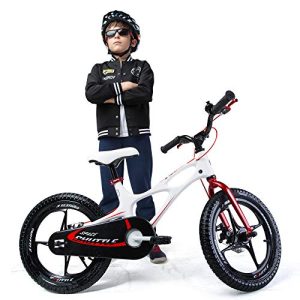 RoyalBaby Space Shuttle Kids Bike for Boys and Girls, 14 16 18 Inch Magnesium Bicycle with 2 Hand Disc Brakes, Child's Cycle with Training Wheels or Kickstand, Black White Purple