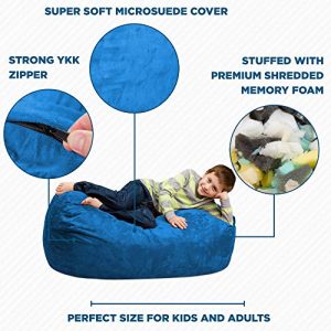Chill Sack Bean Bag Chair: Large 4' Memory Foam Furniture Bag and Large Lounger - Big Sofa with Soft Micro Fiber Cover - Royal Blue