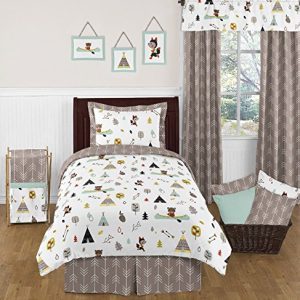 Sweet Jojo Designs 2-Piece Nature Fox Bear Animals Boys Window Treatment Panels for Outdoor Adventure Panels