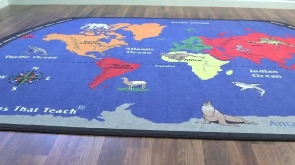 Flagship Carpets CE250-16W Blue Dare to Dream Rug, Motivate Children to Set Goals and Aspire to Meet Them, Children's Classroom Educational Carpet, Kids School, 3' x 5'