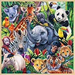 MasterPieces Real Wood Tray Jigsaw Puzzle Safari Friends, STEM Product, 48 Pieces, For Ages 4+