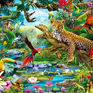 Buffalo Games - Vivid Collection - Leopard Jungle - 1000 Piece Jigsaw Puzzle, Multicolor