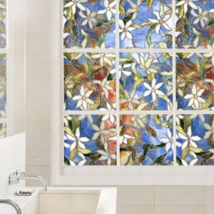 Home Decorators Collection Clematis Stained Glass Window Film, 36H x 24" W, Blue