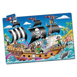 The Learning Journey Puzzle Doubles Glow in the Dark – Pirate Ship – 100 Piece Glow in the Dark Preschool Puzzle (3 x 2 feet) – Educational Gifts for Boys & Girls Ages 3 and Up