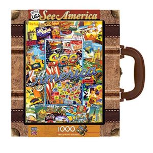 MasterPieces Collector Suitcase Jigsaw Puzzle, Route USA, See America, Features Historical Landmarks, 1000 Pieces
